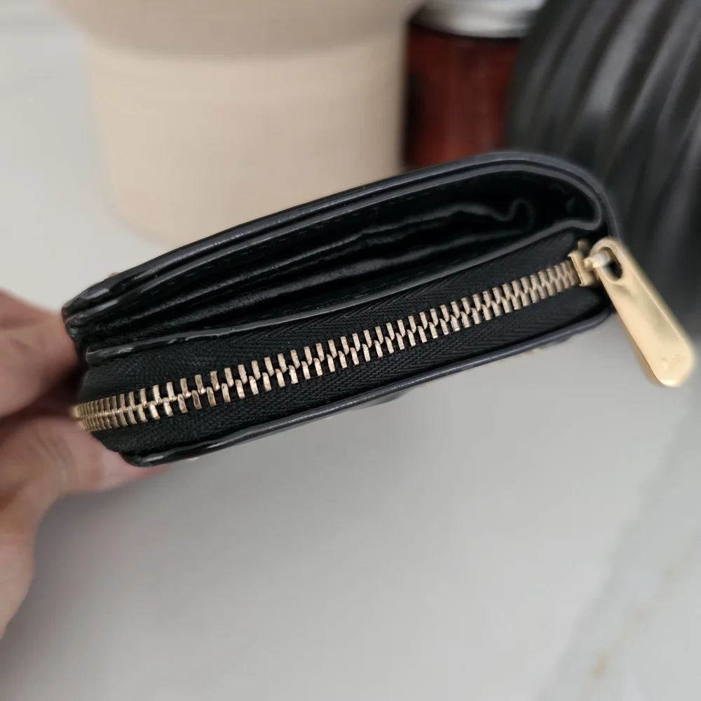 Dior Black Wallet with Gold Studs